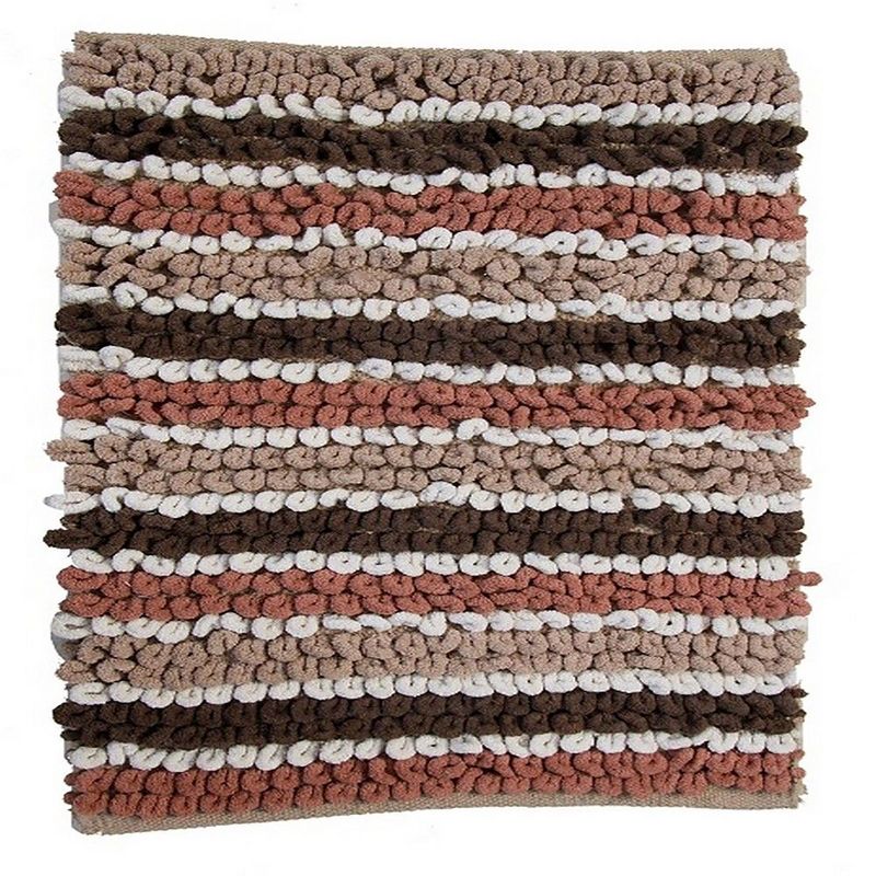 Dense Lush Pile Of This Luxurious Yarn Dyed Multi Colored Bath Rug With Non-Skid Back Is Super Soft Brown/Taupe/White, 1 of 4