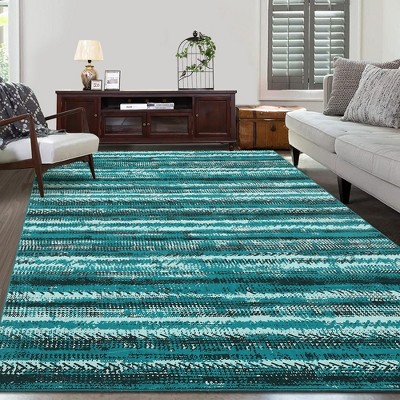 Area Rug Boho Rug Washable Area Rug Moroccan Bohemian Farmhouse Rug Geometric Floor Carpet, 8' x 10' Green