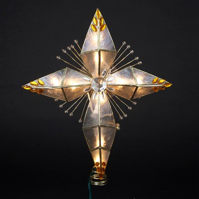 Kurt S. Adler 10" Lighted Gold Capiz Cross Christmas Tree Topper - Clear Lights