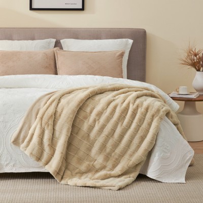 Cozy Bliss Fluffy Faux Fur Throw Blanket Soft Bed Blankets for Sofa Bed
