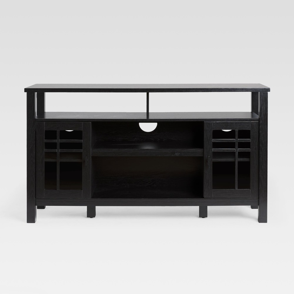 Photos - Kitchen System Saracina Home 58" 2 Door Windowpane Sideboard Black: Transitional Design,