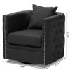 Micah Fabric Upholstered Tufted Swivel Chair Black - Baxton Studio: Plywood Frame, 360-Degree Rotation, Elegant Design - 3 of 4