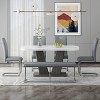 6-Piece Modern Dining Table Set Dining Set with 4 PU Upholstered Chairs, Bench and Faux Marble Table with V-shaped Legs, Gray/White-ModernLuxe - 2 of 4
