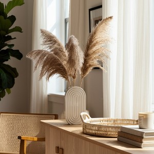 Sagebrook Home Oval Ridge Ceramic Vase Contemporary Vase for Home or Office Decorative - 1 of 4