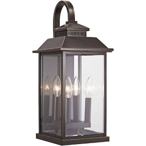 Minka Lavery Farmhouse Outdoor Wall Light Fixture Oil Rubbed Bronze 4-Light 20 3/4" Clear Glass for Post Exterior Porch Yard Patio - 1 of 2