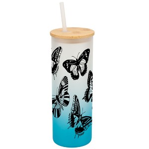 Elanze Designs Large Monarch Butterfly Insect Bug Wrap-Around Design 25 Ounce Frosted Gradient Glass On-The-Go Coffee Travel Skinny Tumbler Mug Cup, - 1 of 1