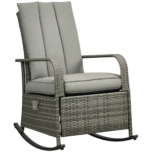 Aghana Digitals Outdoor PE Rattan Rocking Recliner with Adjustable Footrest, Removable Cushions, - 1 of 4