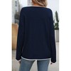 V For City Women's Contrast Trim Long Sleeve Crewneck Sweater Pollover Tops - 4 of 4