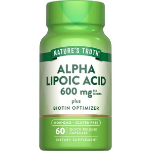 Nature's Truth Alpha Lipoic Acid 600mg | plus Biotin Optimizer | 60 Capsules - 1 of 4