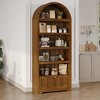 72" Tall Wood Arched Storage Cabinet, Kitchen Pantry with Open Display & Drawer, 6-Tier Standing Arched Bookcase & Cupboard with Adjustable - 3 of 4