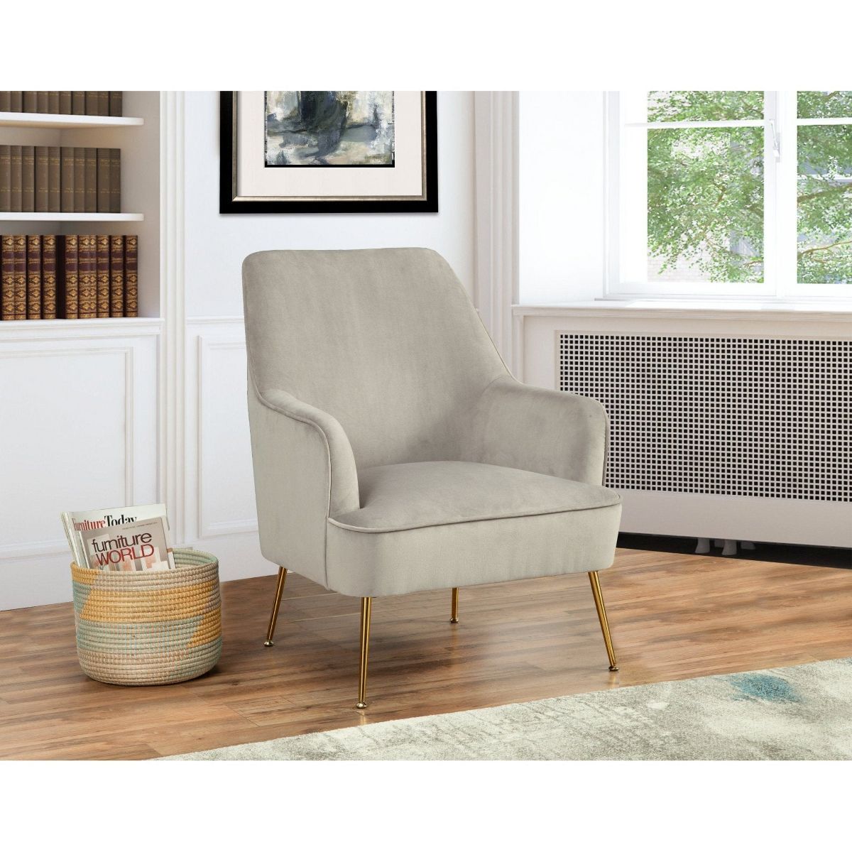 Rebecca Velvet Leisure Chair in Grey | Alpine Furniture - thumbnail 2