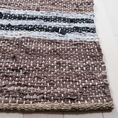 Gray and Ivory Flat Woven Cotton Cowhide Area Rug, 8' x 10'