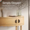 Stead Scalloped Skirt Half Moon Table for Entryway, Curved Console Table with Storage, Solid Wood with Two Doors (Natural Oak) - 3 of 4