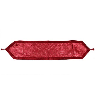 Northlight 72" Red Glitter Swirl Christmas Table Runner with Velveteen Trim