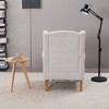 Gulches Beige Polyester Wing Back High Back Reading Chair Natural Wood Coffee Table Set of 1 Vintage Luxury Armchair Rubberwood Frame 400 lb - 4 of 4