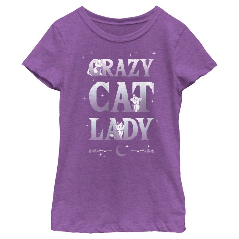 Girl's Aristocats Crazy Cat Lady T-Shirt, 1 of 5