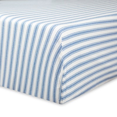 Honest Baby Organic Cotton Fitted Crib Sheet - Blue Ticking Stripe : Target