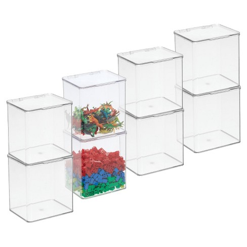 Mdesign Clear Plastic Stackable Playroom/gaming Storage Organizer Box,  Hinge Lid, 8 Pack - 11 X 13.4 X 5 : Target