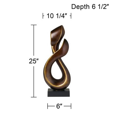 Dark Gold Resin Infinity Sculpture with Black Stand