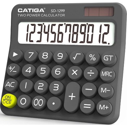 CATIGA Mechanical Switch Calculator, 12-Digit LCD, Solar & Battery Power, Cute Desktop Design with Big Buttons for Home, School, and Office SD-1299 - image 1 of 4