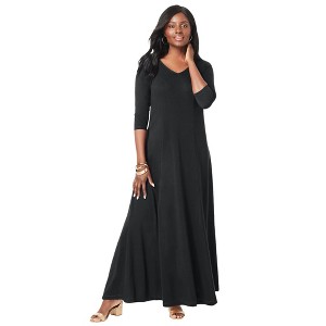 Jessica London Women's Plus Size Double-V Maxi Dress - 1 of 4