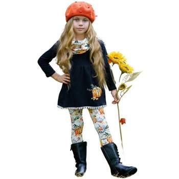 Girls Purrfect Pumpkin Tunic, Leopard Leggings And Scarf Set Mia Belle Girls,  Orange, 7 : Target