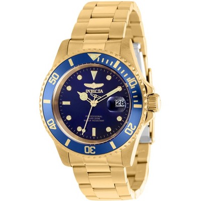Invicta 37159 Men's Pro Diver Blue Dial Yellow Gold Steel Watch