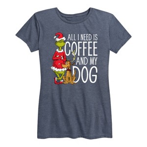 Women's - Dr. Seuss - Grinch and Max All I Need Is Coffee And My Dog Short Sleeve Graphic T-Shirt - 1 of 4