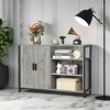 USIKEY Floor Storage Cabinet, Buffet Storage Cabinet with 2 Barn Doors, Industrial Sideboard with Adjustable Shelves, Buffet Table for Dining Room - 2 of 4