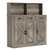 Farmhouse Sideboard Buffet Cabinet with Microwave Stand, Barn Doors Buffet Storage Cabinet with Drawers and Shelves, Wood Coffee Bar Cabinet - 4 of 4