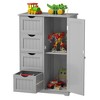 Tangkula Bathroom Floor Cabinet Storage Organizer Cupboard w/ 4 Drawers Adjustable Shelf - 2 of 4