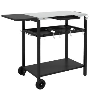 NAYSAYE Bar Serving Cart Outdoor Kitchen Island with Stainless Steel Top and Storage for Patio , Black, 48"*24.4"*33.1" - 1 of 4