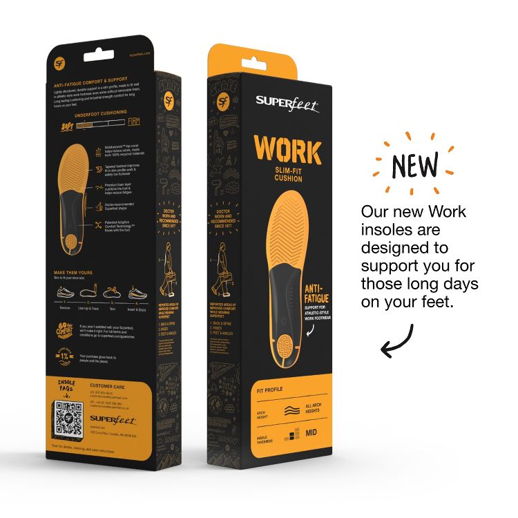 Superfeet Work Slim-Fit Cushion - Trim-To-Fit Orthotic Shoe Inserts - Professional Grade, 2 of 6