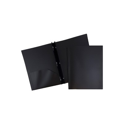 JAM Paper Plastic Two-Pocket School POP Folders w/Metal Prongs Fastener Clasps 382ECBLB