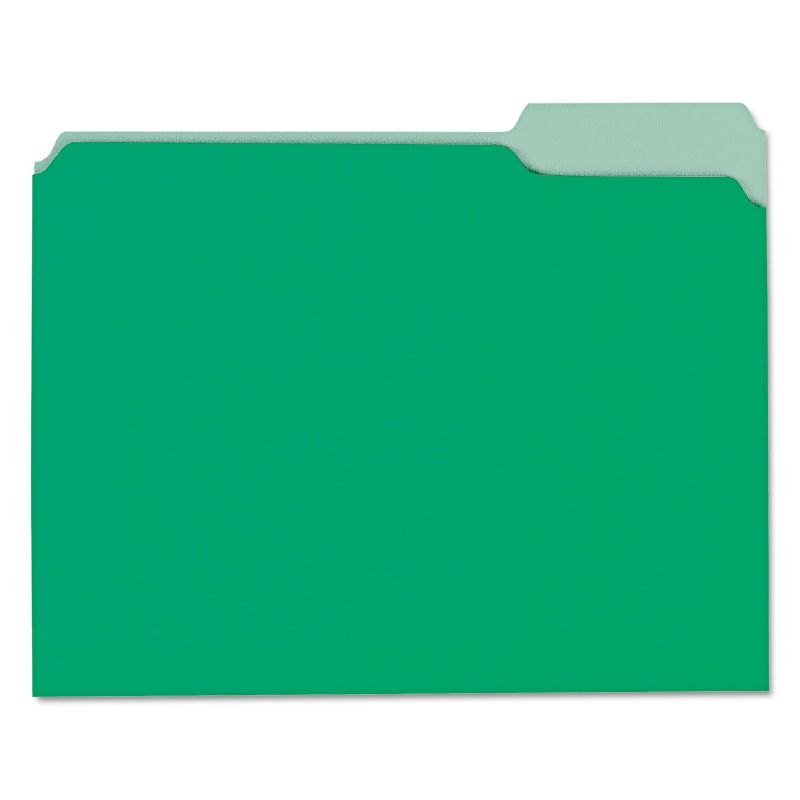 UNIVERSAL Recycled Interior File Folders 1/3 Cut Top Tab Letter Green 100/Box 12302, 1 of 5