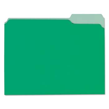 UNIVERSAL Recycled Interior File Folders 1/3 Cut Top Tab Letter Green 100/Box 12302