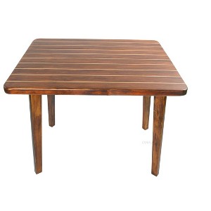 Nautical Table With Inlay Wood Stripes – Small 40 Inch Wooden Dining Table By Old Modern Handicrafts - 1 of 4