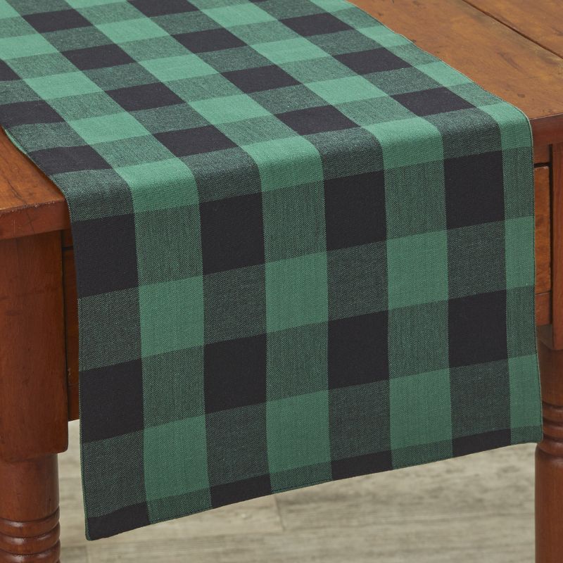 Park Designs Buffalo Check Backed Forest Green Table Runner 13" x 36", 1 of 5
