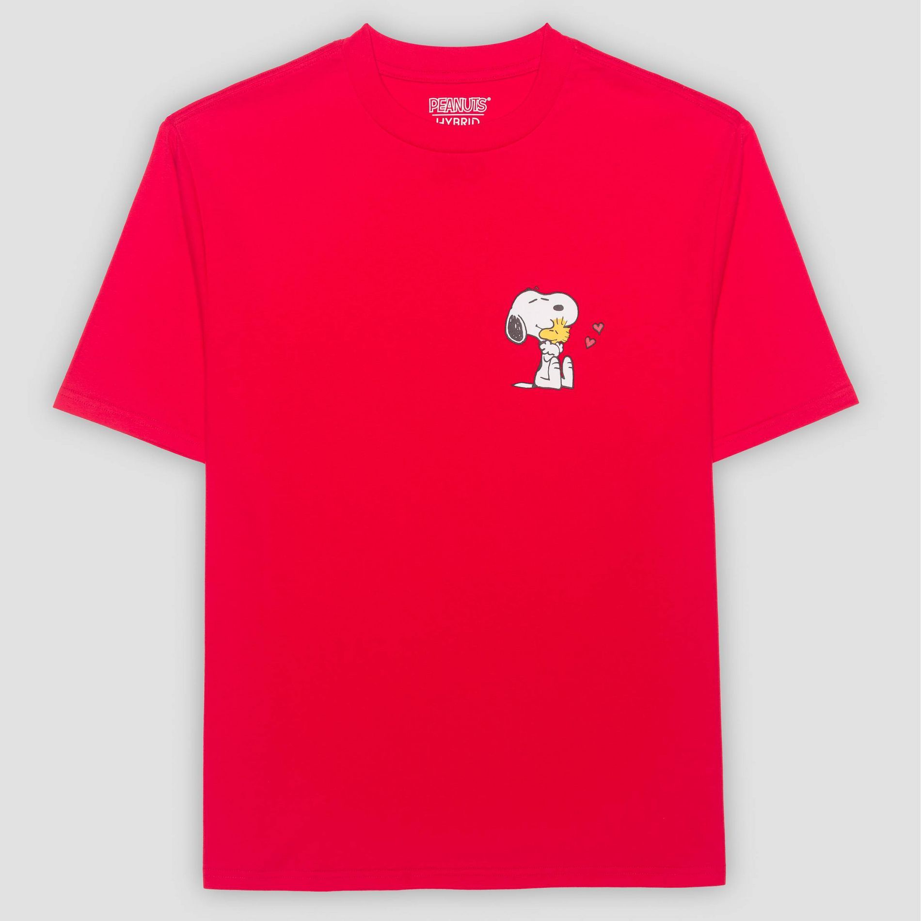 Men's Peanuts Snoopy and Woodstock Short Sleeve Graphic T-Shirt - Red