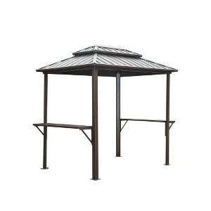 NicBex Grill Gazebo, Aluminum BBQ Outdoor Gazebo with Metal Frame and Shelves Serving Tables, Permanent Double Roof Canopy Hard top Gazebos - 1 of 4