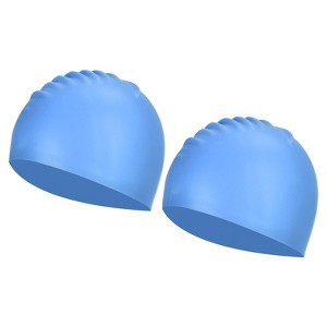 Unique Bargains Silicone Waterproof Non-Slip Adult Swimming Caps 2 Pcs - 1 of 4