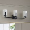 Modern 3-Light Bathroom Vanity Light Fixture, Matte Black Wall Sconce with Frosted Glass Shades - 2 of 4