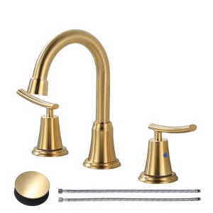WOWOW 8 in. Widespread Double Handle Bathroom Faucet in Matte Black - 1 of 4
