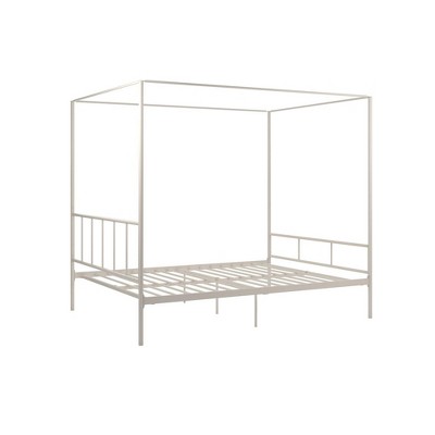 Marion Queen White Metal Canopy Platform Bed with Headboard
