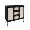 Storage Cabinet With Rattan Doors, Rattan Sideboard Cabinet With 2 Doors 3 Drawers, Freestanding Storage Cabinet For Living Room - 3 of 4
