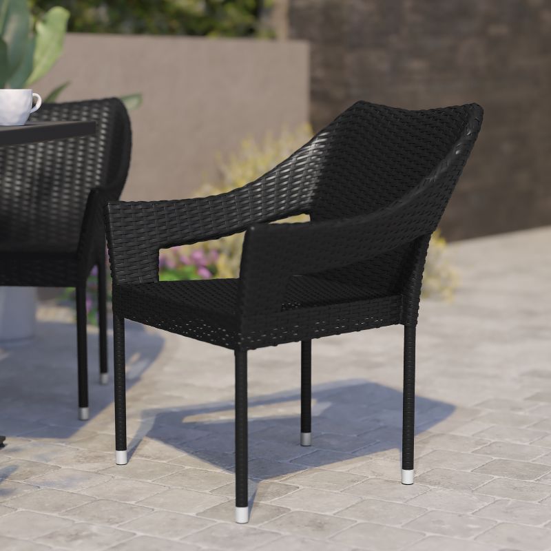 Flash Furniture Ethan Commercial Grade Stacking Patio Chair, All Weather PE Rattan Wicker Patio Dining Chair, 2 of 12