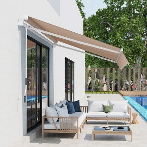 Sapphtopaz 8' x 7' Retractable Awning Manual Patio Awnings Sunshade Shelter UV Resistant Window Cover - 1 of 4