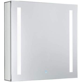 Bathroom Medicine Cabinet, Aluminum, Recessed/Surface Mount, Left Hand Hinged, Mirrored w/ 2 LED Strips