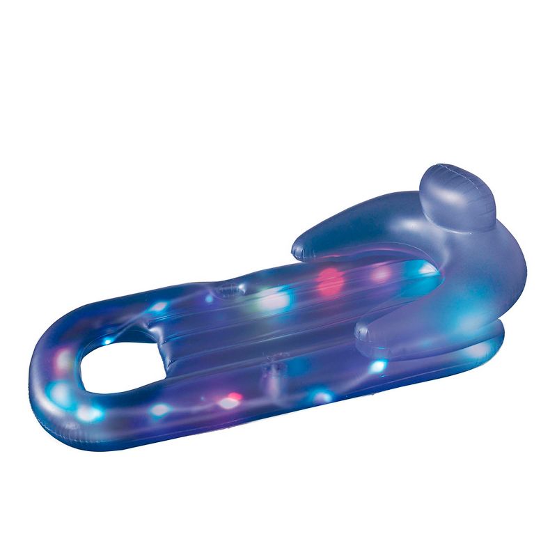 Pool Central 60.25" Inflatable Blue Swimming Pool Multi Color LED Lighted Lounger, 1 of 6