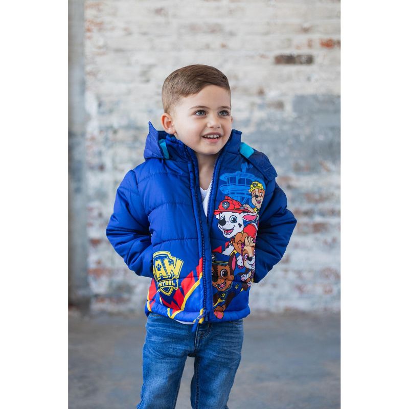 Paw Patrol Rubble Marshall Chase Zip Up Winter Coat Puffer Jacket Toddler, 2 of 8